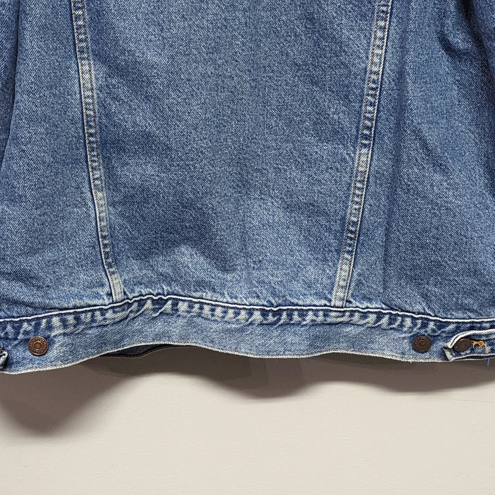🎉HP Vtg Men's Levi's Trucker Jacket Denim Fleece Lining 100% Cotton USA 80's L - Picture 9 of 15